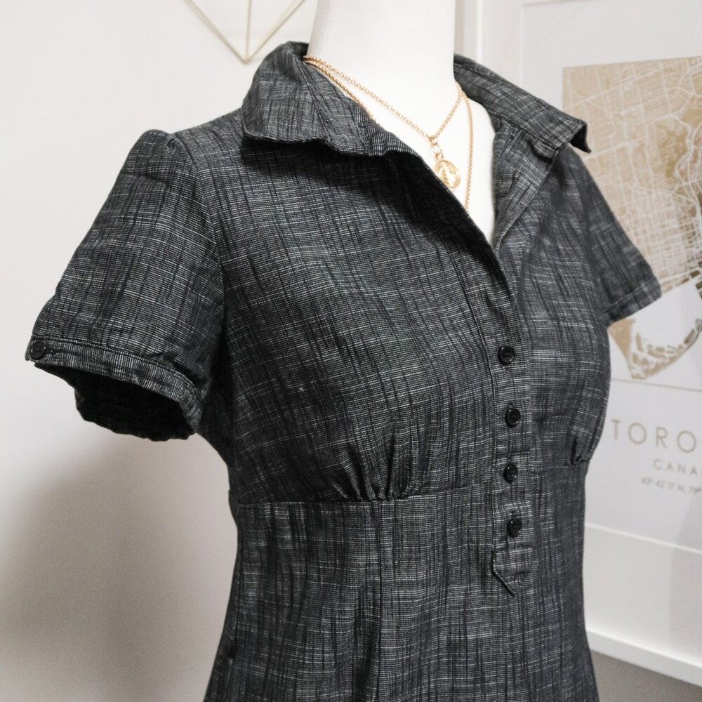 Crosshatch Dark Grey Collared Office Babydoll Dress 🦭 RICKI'S - Picture 2 of 9